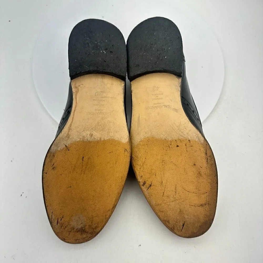 Salamander France Men Size 7.5 EU 40 Tasseled Loafer Slip On Shoes Black Leather